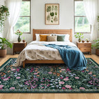 Area Rug Living Room Rugs: Floral 5x7 Washable Rug Vintage Soft Boho Non-Slip - Image 3