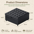 LINLUX Extra Large Leather Storage Ottoman, 35.5 Inch Large Square Lift Top - Image 2