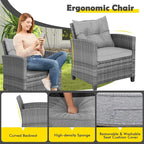 Tangkula 3 Pieces Patio Furniture Set, Outdoor PE Rattan Conversation Chair Set - Image 6