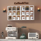 Helsin 9 Grid Vintage Coffee Mug Display Rack, 16inch Wall Mounted Wooden Curio - Image 4