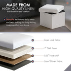 Ornavo Home Small Storage Ottoman Foldable Collapsible Cube Square Linen - Image 7