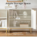 EYYTHUNG Fluted Cabinet with Storage Set of 3, Sideboard Buffet Cabinet with - Image 5