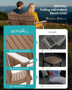 SERWALL Folding Adirondack Bench, HDPE All-Weather Adirondack Loveseat - Image 5