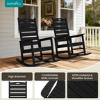 SERWALL Outdoor Rocking Chair Set of 4, Oversized HDPE Patio Rocking Chair - Image 6