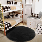 Black Small Round Rug 3Ft for Bedroom, Fluffy Circle Area Rugs for Living Room - Image 7
