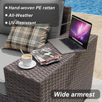 ALAULM 6 Pieces Patio Furniture Set, Oversized Seat/Armrest Sofas and High Back - Image 4