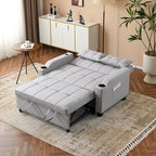 VINGLI Convertible Loveseat Sleeper Sofa, Light Grey Faux Leather Futon Sofa - Image 9