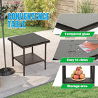 FDW | 3-Piece Patio Furniture Set | Brown & Red | Outdoor Wicker Furniture - Image 2