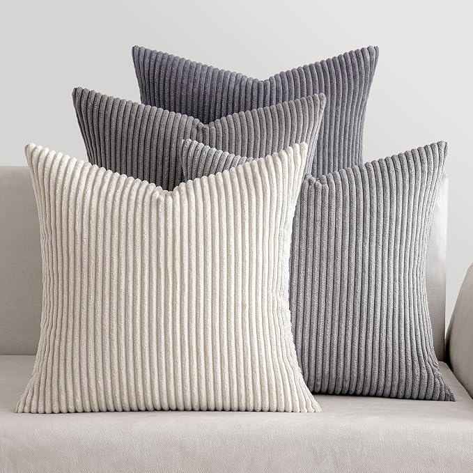 MIULEE Pack of 4 Neutral Grey Gradient Decorative Throw Pillow Covers 18x18 by MIULEE