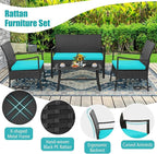 Tangkula 4 Pieces Rattan Conversation Set, Patio Sofa Couch Set - Image 5