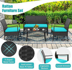 Tangkula 8 Pieces Rattan Conversation Set, Patio Sofa Couch Set - Image 4