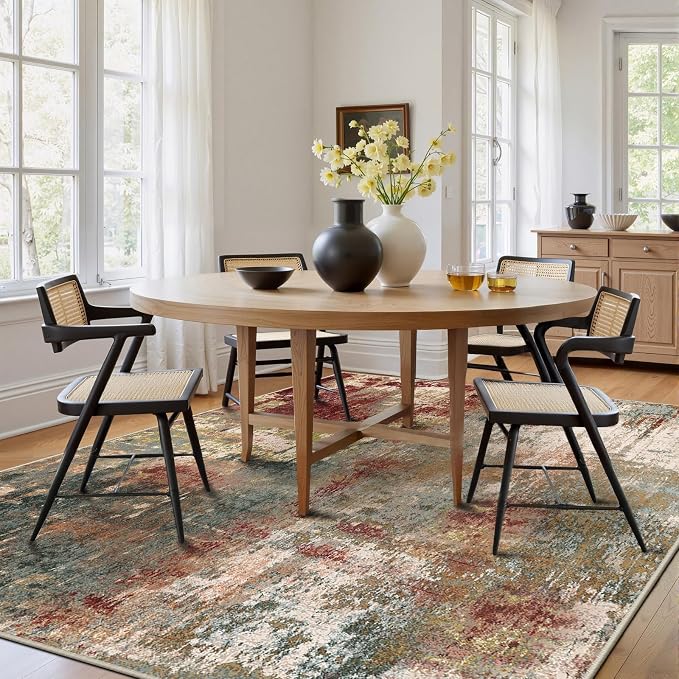 RELEANY Washable Area Rugs Square 10ft Non-Slip Modern Abstract Soft - Image 8