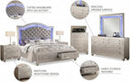 First of a Kind Shiney Contemporary 5 Piece Queen Bedroom Set High Gloss Silver - Image 3