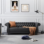 Mid-Century 3 Seater Sofa, Faux Leather Couch - Image 3