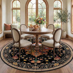 RELEANY Area Rugs Round 7ft Washable Non-Slip, Floral Vintage Distress Print by RELEANY
