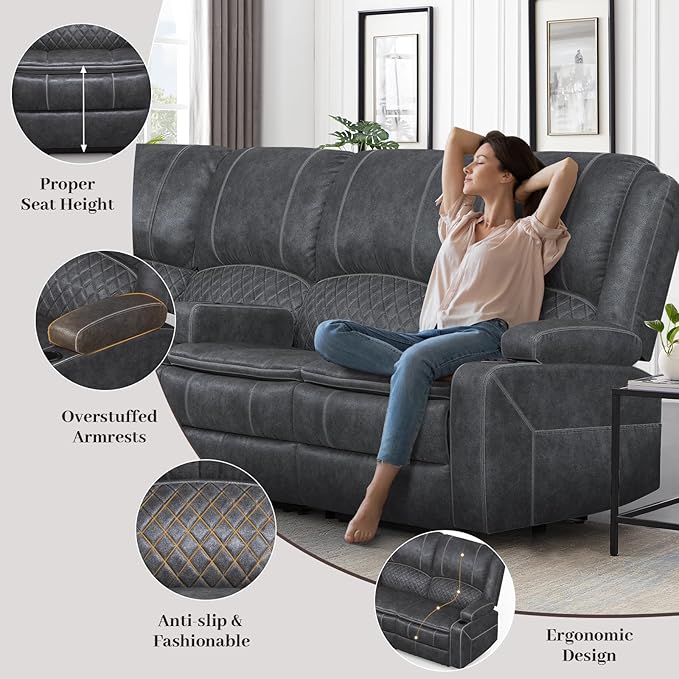 Yolsali Manual Reclining Sectional Sofa Set, 5 Seats 1+1+3 Dutch Velvet - Image 5