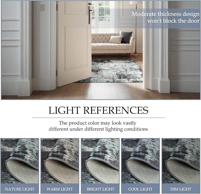 RELEANY Washable Area Rugs 6ft Non-Slip Modern Abstract Soft - Image 7