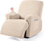VANSOFY Oversized Recliner Chair Cover, 4-Pieces Stretch Recliner Covers by VANSOFYFURNITURECOVERS