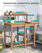 SERWALL Outdoor Potting Bench 2-Piece Set, Rot-Resistant HDPE Potting Table - Image 8