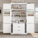 VilroCaz 80.1'' Tall Freestanding Kitchen Pantry Storage Cabinet Cupboard - Image 3