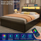 Rolanstar Queen Bed Frame with 4 Storage Drawers & 2-Tier Storage Headboard - Image 5