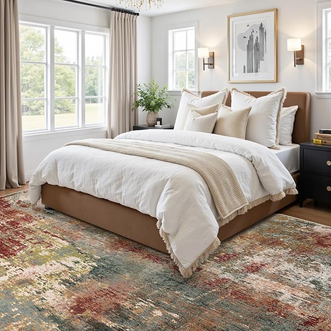 RELEANY Washable Area Rugs 5'x7' Non-Slip Modern Abstract Soft - Image 2