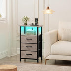 Vagusicc Night Stand with Charging Station, LED Nightstand - Image 2