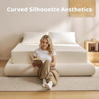 RECCI AirFrame Half-Moon Upholstered Full Platform Bed Frame, Boucle Curved - Image 5