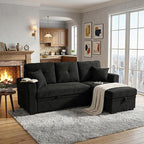 L Shaped Sectional Couch with Storage and Pull Out Bed, 3 Seater Sleeper Sofas - Image 5