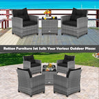 Tangkula 3 Pieces Patio Furniture Set, Outdoor PE Rattan Conversation Chair Set - Image 9