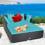Tangkula Outdoor Rattan Daybed, Sunbed Wicker Furniture w/Spacious Seat - Image 4