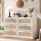 LEYAOYAO Rattan Dresser and Nightstand Set of 2, Boho Wood Dresser - Image 2