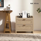 SICOTAS Rattan Nightstands Set of 2 Bedside Table - Image 9