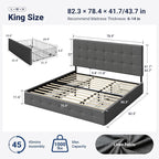 Allewie Upholstered King Size Platform Bed Frame - Image 2