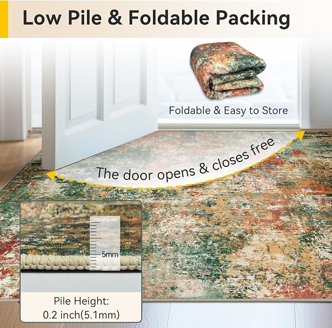 RELEANY Washable Area Rugs 2'x10' Non-Slip Modern Abstract Soft - Image 6