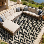SAND MINE Waterproof Outdoor Rug 10x20 ft, Plastic Reversible Rug, Modern Area by SANDMIND