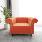 ORRD 2 Piece Living Room Set, Velvet Chesterfield Sofa Couch Chair - Image 5