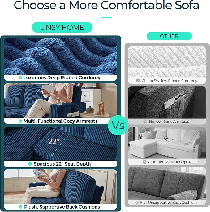 LINSY HOME Loveseat Sofa with Storage - Image 3