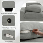 TEKAMON 100" Modular Sofa with Seats Storage, Comfy 3-Seater Chenille Fabric - Image 4