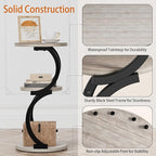 JUSTOGO Small Round Side Table, 3-Tier End Table - Image 5