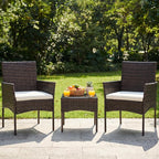 DUMOS 3-Piece Patio Furniture Set, All-Weather Outdoor Wicker Chairs - Image 3
