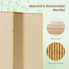 4 Panel Room Divider and Extra Wide Folding Privacy Screen, Bamboo Room Divider - Image 3