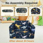 Kids Couch, 2-in-1 Kids Fold Out Couch, Convertible Kid Sofa to Lounger - Image 3