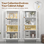 UNICOLY Display Cabinet with Glass Doors, Glass Display Cabinet 4-Tier - Image 4
