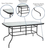 Flash Furniture Lila 7-Piece Glass Patio Table and Chairs Set, Outdoor Patio - Image 3