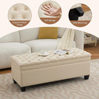 WUTUTUEE 51" Fabric Storage Ottoman Bench, Upholstered Rectangle End of Bed - Image 4