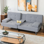 Shahoo Modern Linen Upholstered Convertible Folding Futon Sofa Bed by BuynowfromShahoo