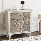 HOMPUS Nightstands Set of 2, Night Stand w Flower Pattern, Bedside Table Set of - Image 4