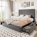 Allewie Queen Size Storage Bed Frame, Vertical Channel Tufted Adjustable - Image 9