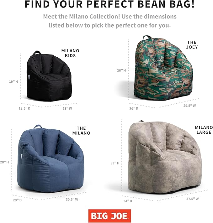 Big Joe Milano Bean Bag Chair for Kids, Ultra-Soft Taupe Plushie Polyester Blend - Image 3